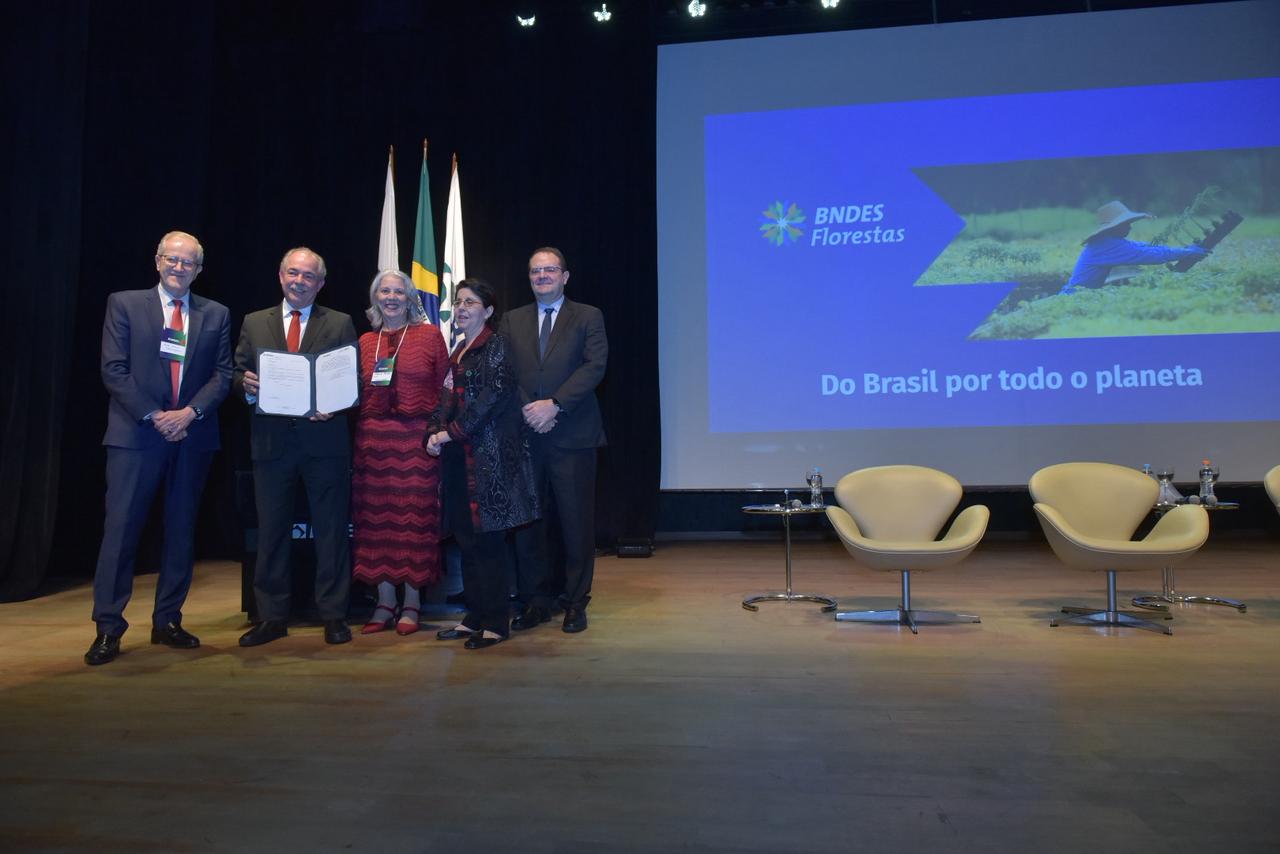 The executive secretary of the Ministry of Environment and Climate Change, João Paulo Capobianco, Mercadante, Malu Paiva, BNDES’s Director of Social and Environmental Affairs Tereza Campello, and Planning Director Nelson Barbosa.